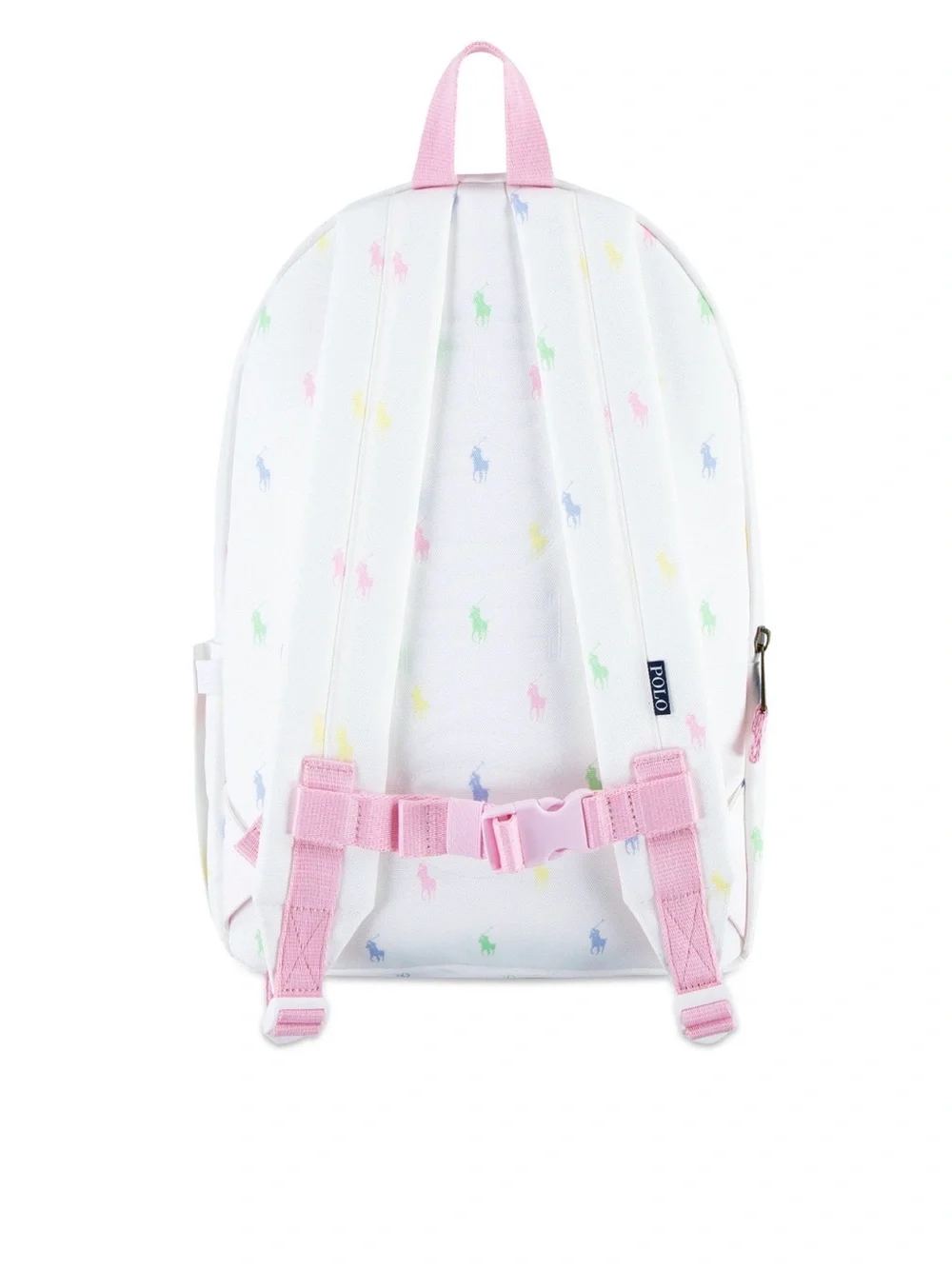 New Authentic Polo Ralph Lauren White Candy Backpack Girls 17in Bottle Pocket